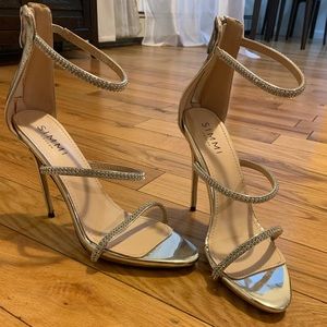 Sliver Studded 3 Strap Heel